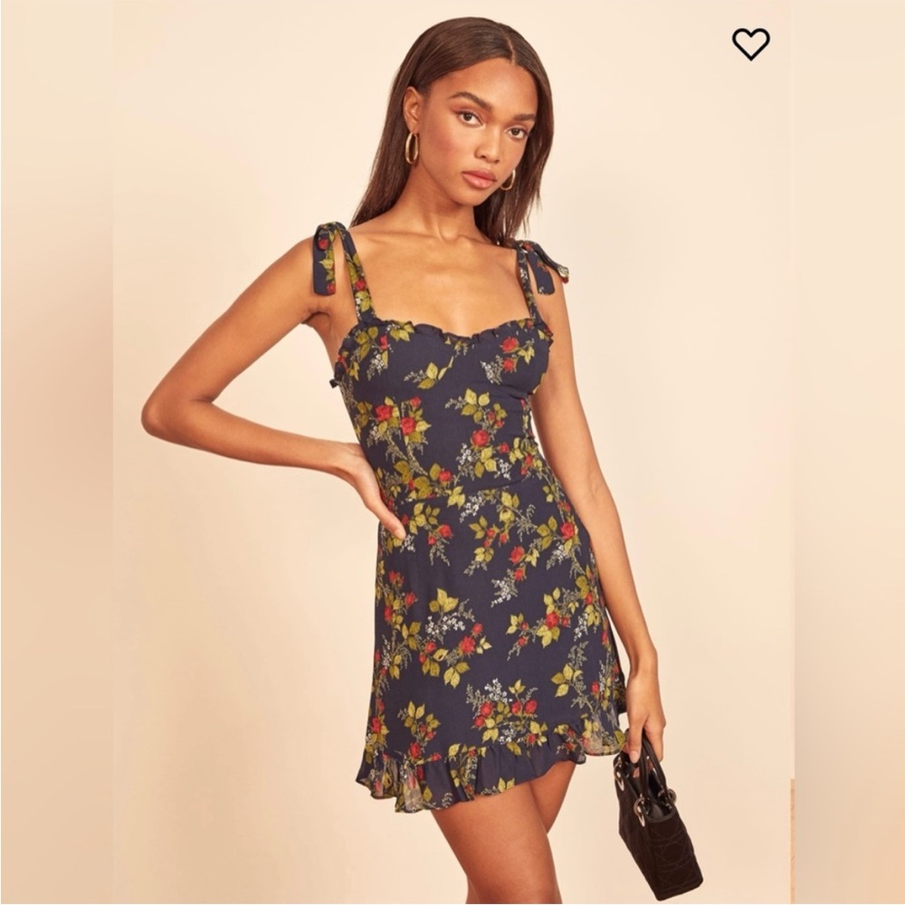 Reformation Navy Floral Christine Dress Size 6